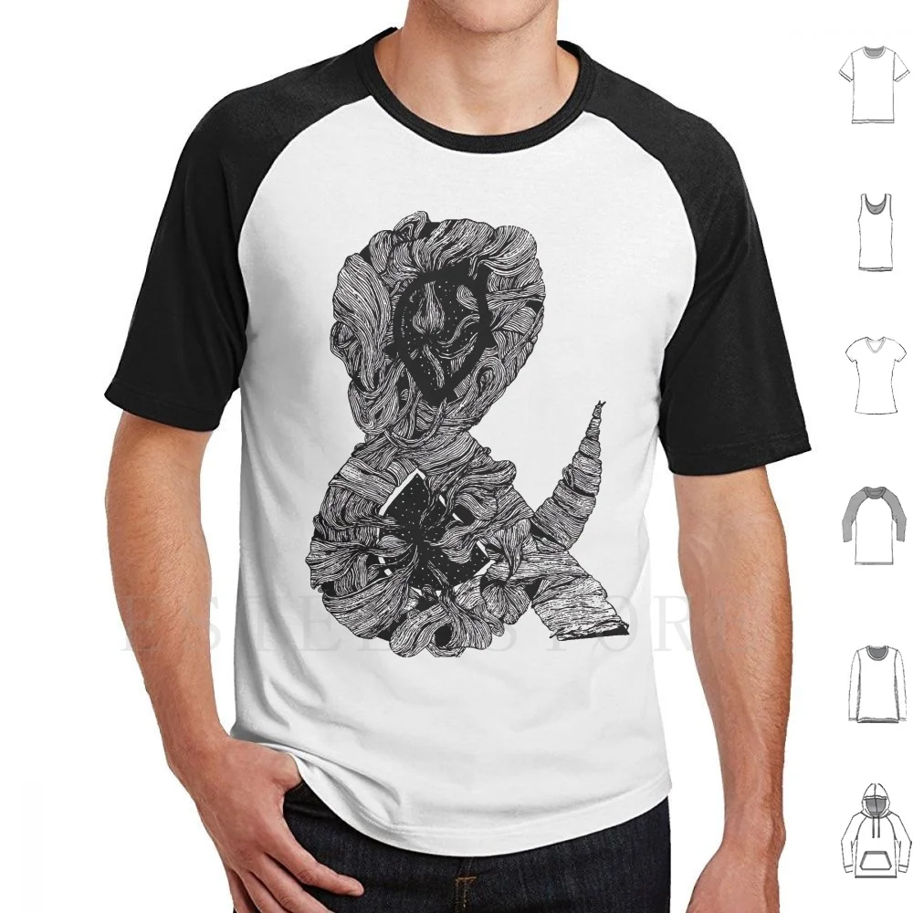 T Shirt Cotton Men DIY Print Font Character Symbol Abstract Black And White Black Thread Universe Stars White