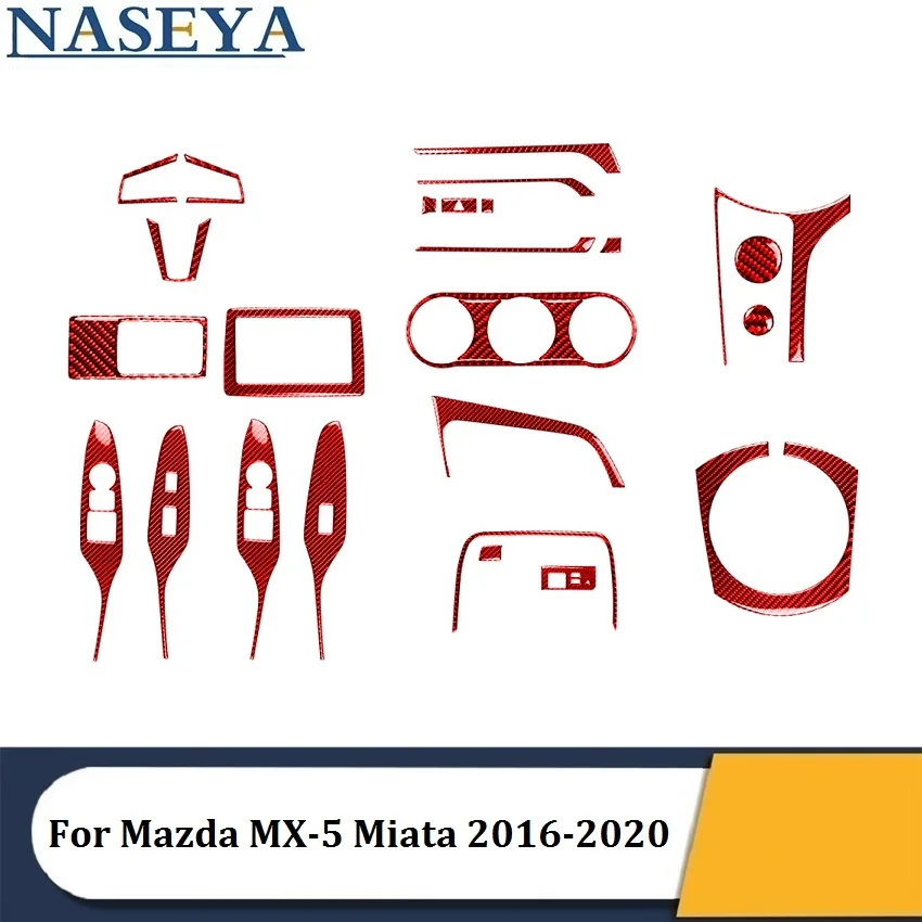 

For Mazda MX-5 Miata ND 2016-2020 Car Carbon Fiber Red Stickers Car Interior Decorative Accessories
