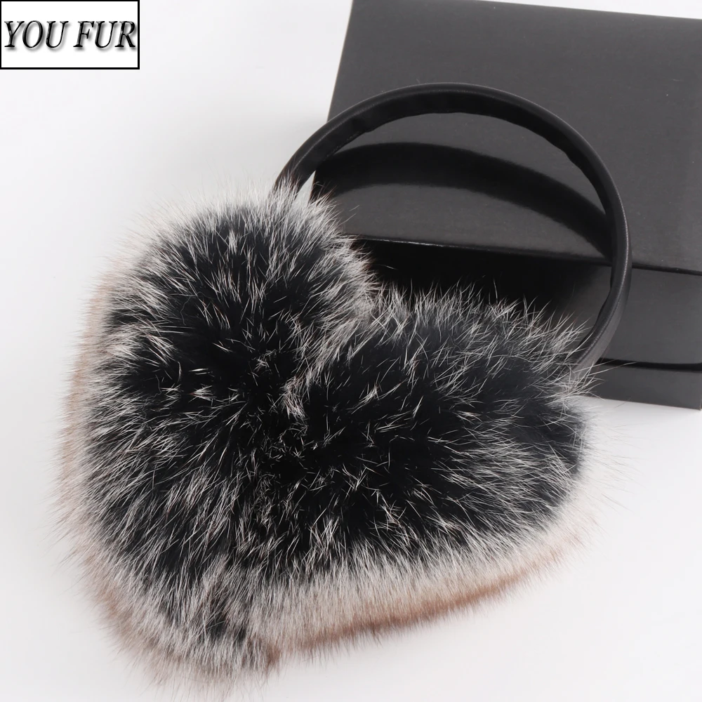 New Women Winter Warm Fluffy Natural Real Fox Fur Earmuffs Genuine Fox Fur EarMuff Girls Outdoor Windproof Real Fox Fur Ear-cap