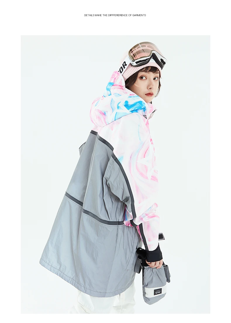 ベクトルスキーウェア女性用フード付きセーター反射トレンドスキー