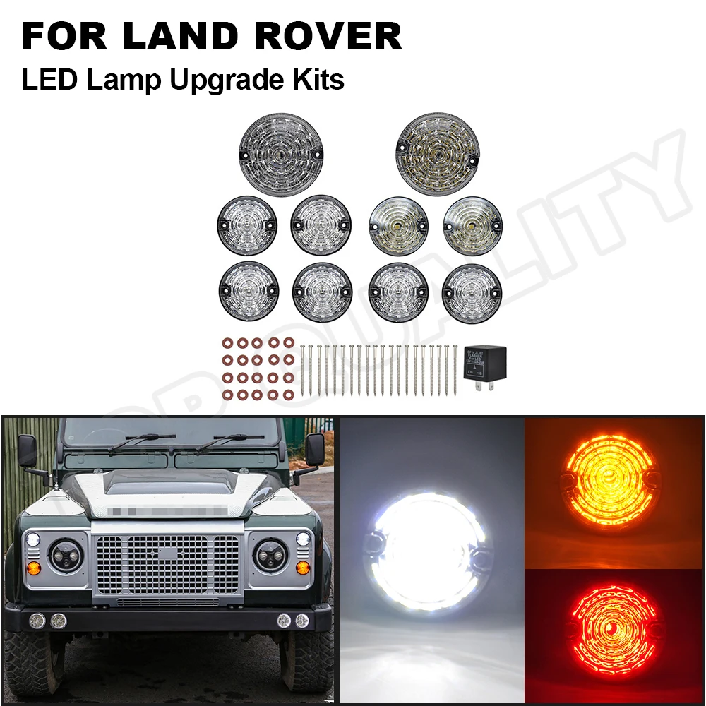 1Set Complete LED Defender Upgrade Kit For Land Rover Defender 1990-2016 90/110 Position Side Marker Light Tail Reverse Fog Lamp