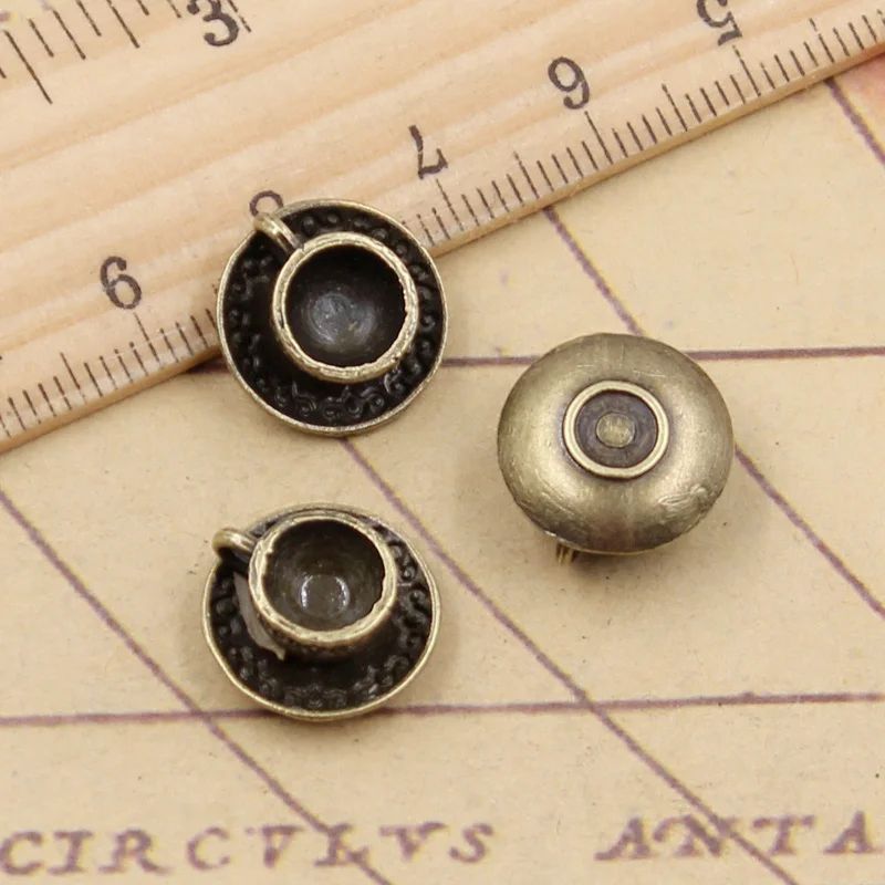 10pcs Charms A Cup Of Coffee Tea 14x14x7mm Tibetan Bronze Silver Color Pendants Antique Jewelry Making DIY Handmade Craft