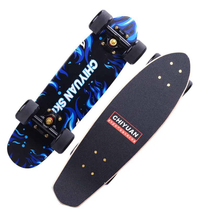 Skate de bordo portátil para adultos, placa cruiser, roda flash, mini placa de peixe, skate scooter cidade, placa esportiva, 23 polegadas