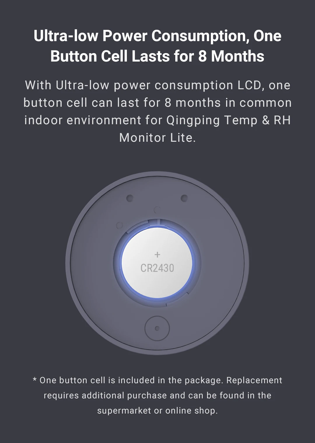 Беспроводной Bluetooth-термометр Qingping, умный Электрический цифровой термометр и влажность с ЖК-экраном, Lite Edition, работает с приложением Mijia