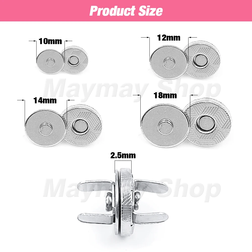 10sets/lot 10mm-18mm Magnetic Buttons Bags Magnet Automatic Adsorption Buckle Wallet Buttons Metal Thin Buttons Snaps With Tool