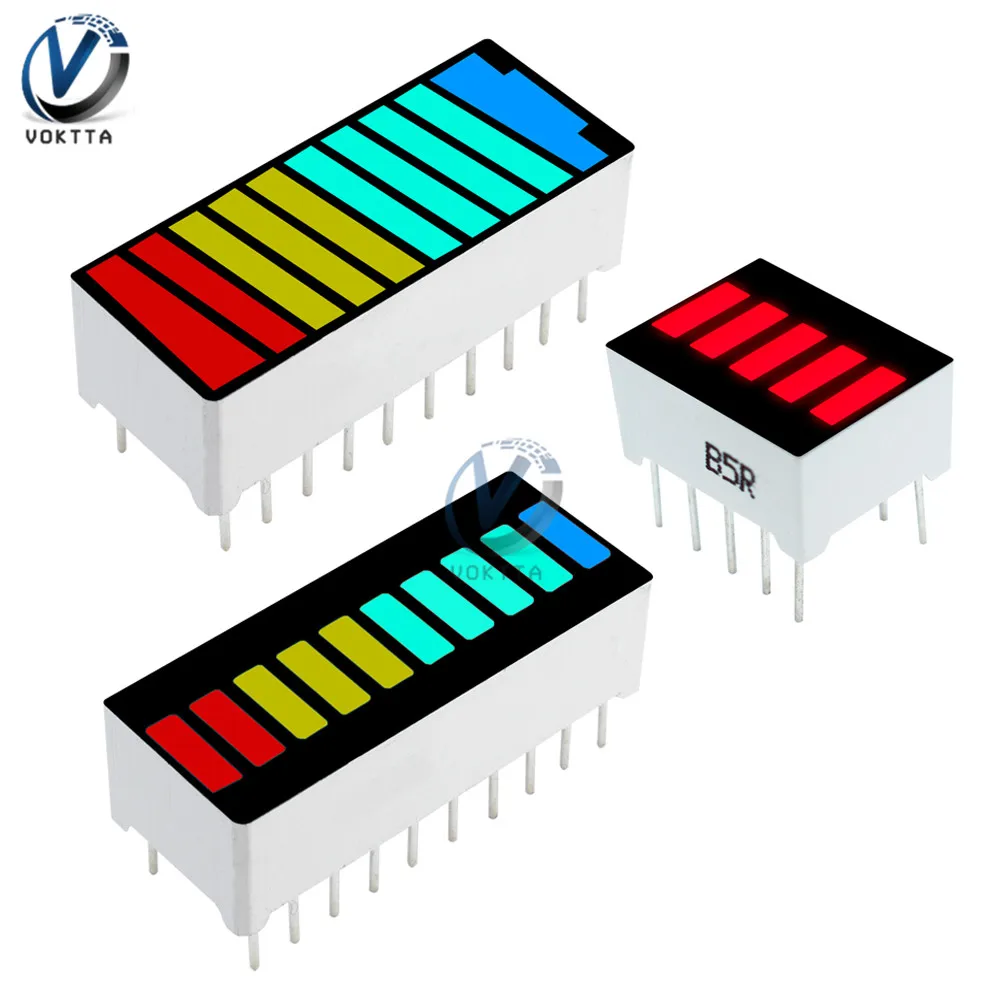 10 Segment LED Bar Licht Display Rot Gelb Grün Blau 5 Segment Rote LED Display 4 farbe LED batterie Kapazität display Modul