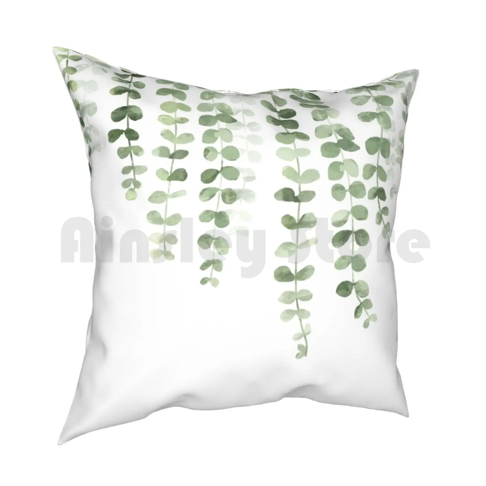 Eucalyptus Watercolor Pillow Case Printed Home Soft DIY Pillow cover Plant Climbing Vines Herb Leaf Leaves Backdrop