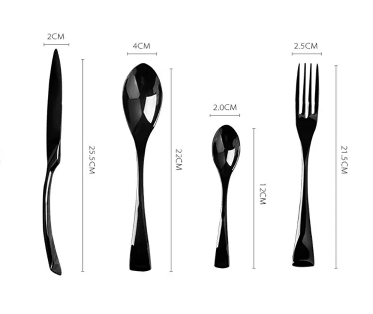 Knife Fork Spoon Set Table Dessert Spoon Stainless Steel Cutlery Titanium Black Household Dinner Western Tableware Food Supplies