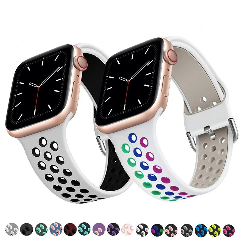 Silicone Strap For Apple Watch Sport Band series 6 se 5 4 3 wristStrap for iphone watchband 38mm 42mm for iwatch band 44mm 40mm