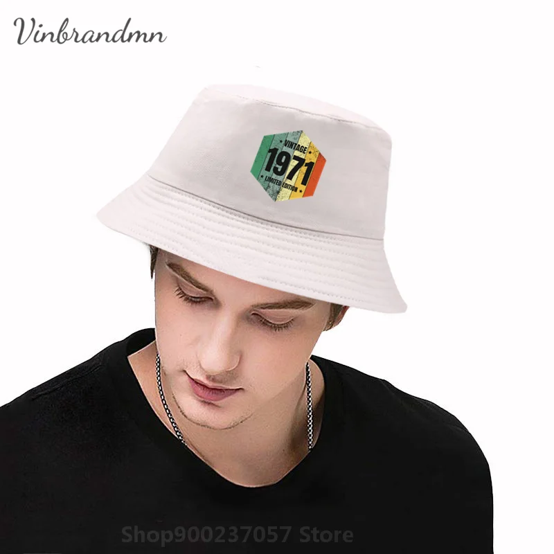 Novelty Retro 1971 Fashion Born in 1971 Panama Bucket Hat Mom Dad Birth day Thanksgiving Gift Fisherman Hat