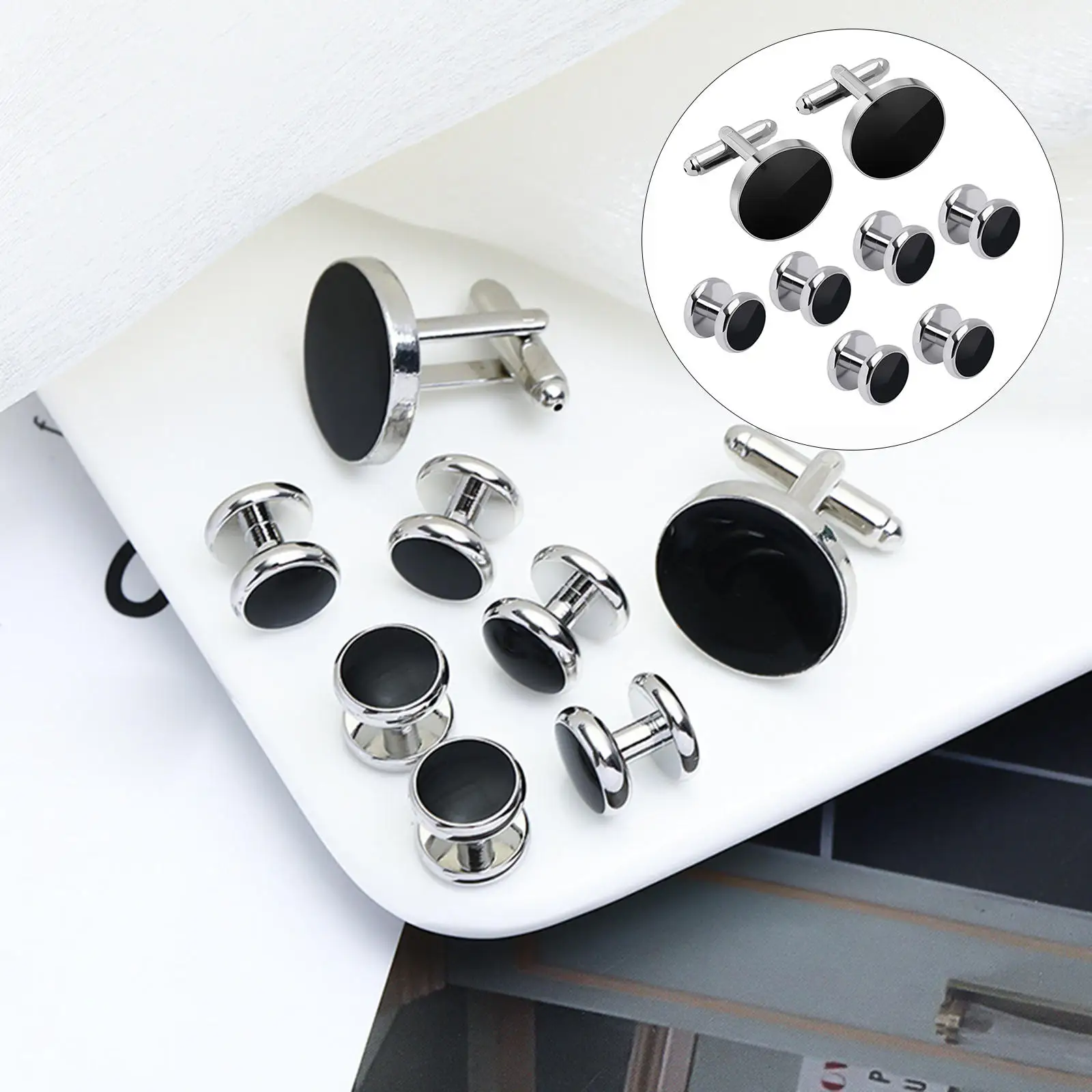 Cufflinks and Studs Set Classic Unique Jewelry for Puit Shirts Business Anniversary