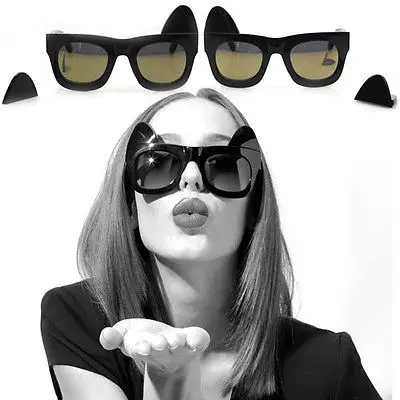 

New Fashion Designer Rock Punk Cat Ears Removable Sunglasses UV400