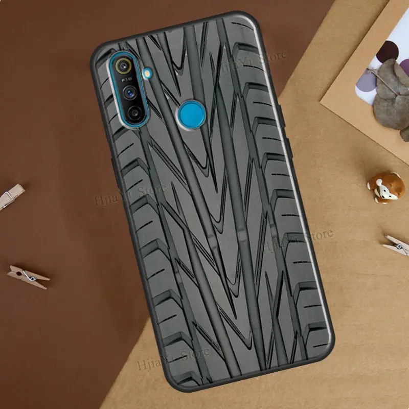 Tire Tread Tyre Track Case For OnePlus 10 Pro 9 8T Nord2 9R Cover For Realme GT Neo 2 GT Master C21 8i 9i 8 Pro