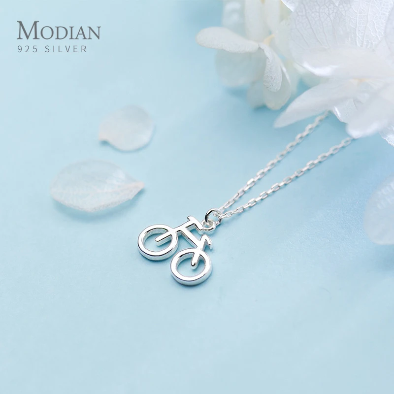 Modian Tiny Cute Bicycle Sterling Silver 925 Pendant for Women Korea Style Geometric Pendant Necklace Fine Jewelry 2020 Design