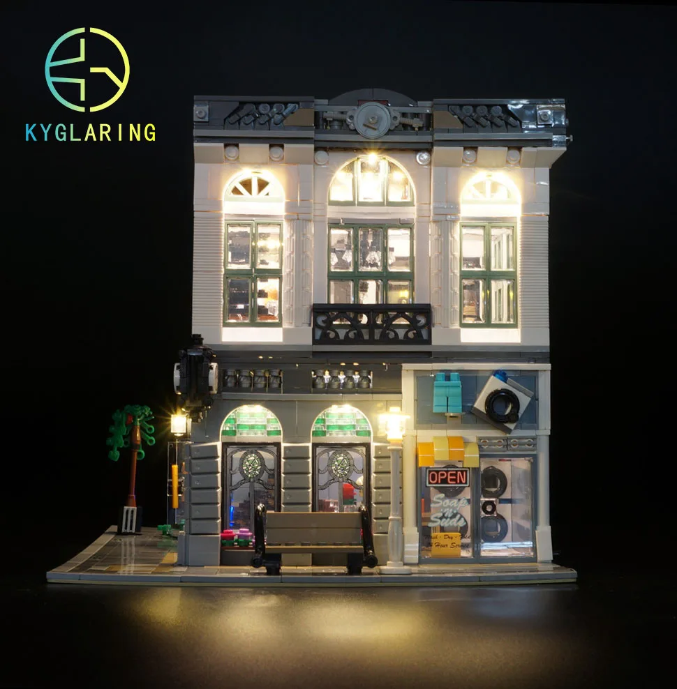 Kyglaring Led Lighting Set DIY Toys For 10251 And 15001 City Creator Brick Bank Model (Not Included Building Blocks)