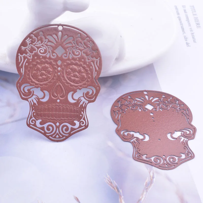 30 Stück AB6070 34*46mm Große Totenkopf-Anhänger Rosa-Korallen-Charm Schmuckzubehör für Ohrringe Halloween-Schmuckherstellung – Detail 9