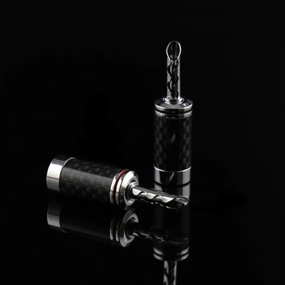 HIFI Rhodium Plated Tellurium Copper Carbon DIY Fiber Speaker Cable BFA Banana Male Terminal Jack Plug Audio Connector
