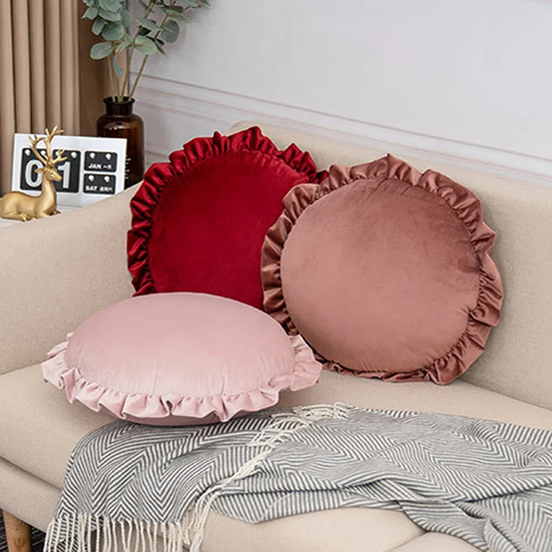 Round Velvet Cushion Covers, Pillowcase, Throw Pillow Case, Decorative Sofa Car Cushion Case, Home Cushion Cover, 45x45cm