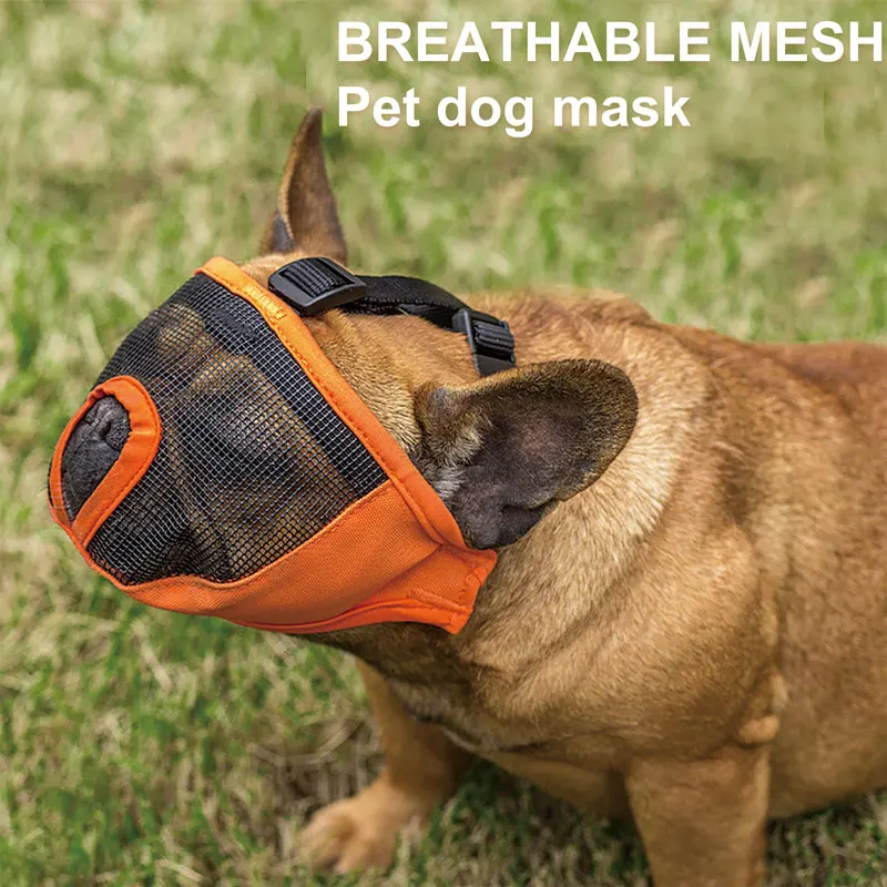 Short Snout Dog Muzzle Mask Comfortable Breathable Adjustable Mesh Dog Muzzles for French Bulldog Anti Stop Barking Supplies