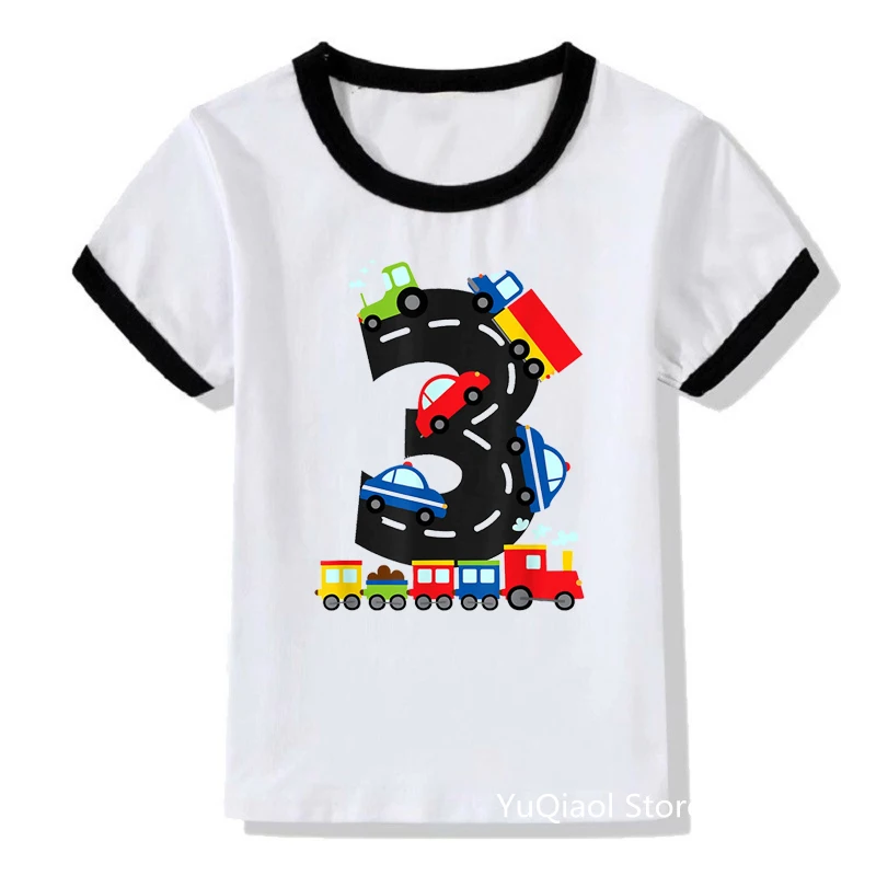 Children\'s Birthday Gift T Shirt Number 3 6 7 8 9 10 11 Cartoon Truck Print Tshirt Funny Kids Halloween Shirt Customized T-Shirt