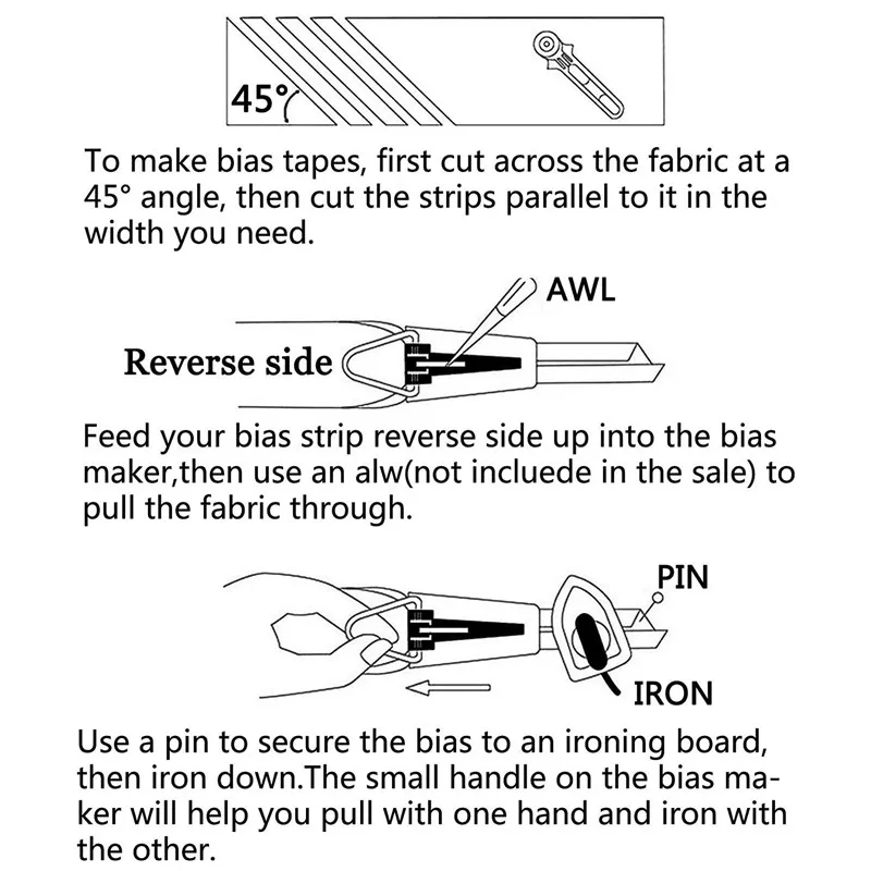 스플라이싱 패브릭 바이어스 테이프 메이커 바인딩 도구, 퀼팅 바느질 공예, DIY 패치워크 특수 테두리 장치, 6mm, 12mm, 18mm, 25mm