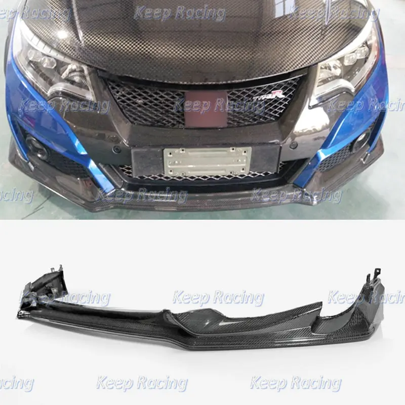 OEM Style Carbon Fiber Front Lower Lip Splitter For Honda 15-17 Civic Type R FK2 5 Door Hatchback Fibre OE Bumper Under Spoiler