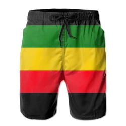 Calção de praia, respirável, quick dry, engraçado, novidade, r333, corrida, verde, amarelo, vermelho, rasta, bandeira havaiana, beach pants