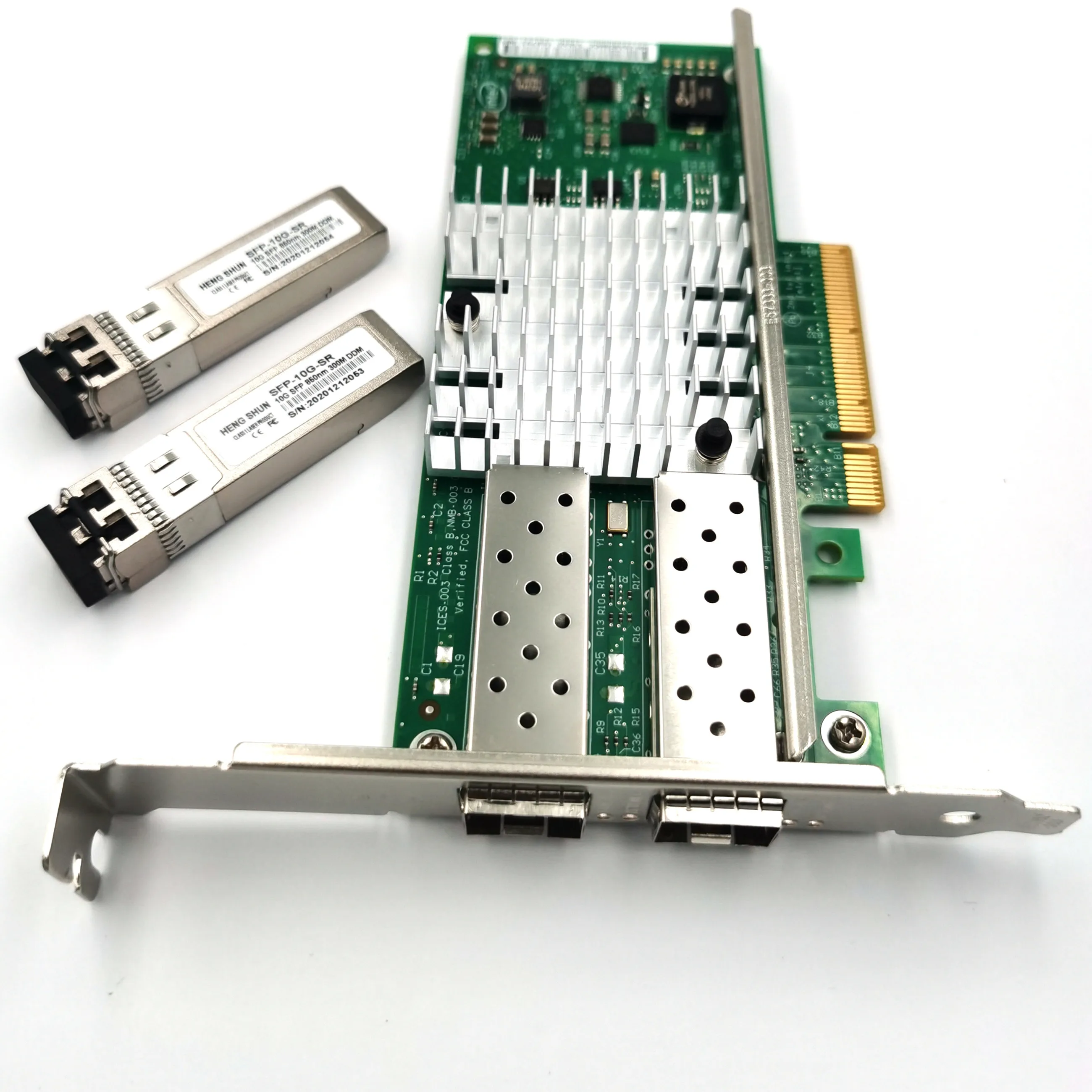 HENGSHUN – adaptateur réseau Ethernet 10GBase PCIE Express x8, puce Intel 82599ES, Port unique, SFP +, X520-SR2