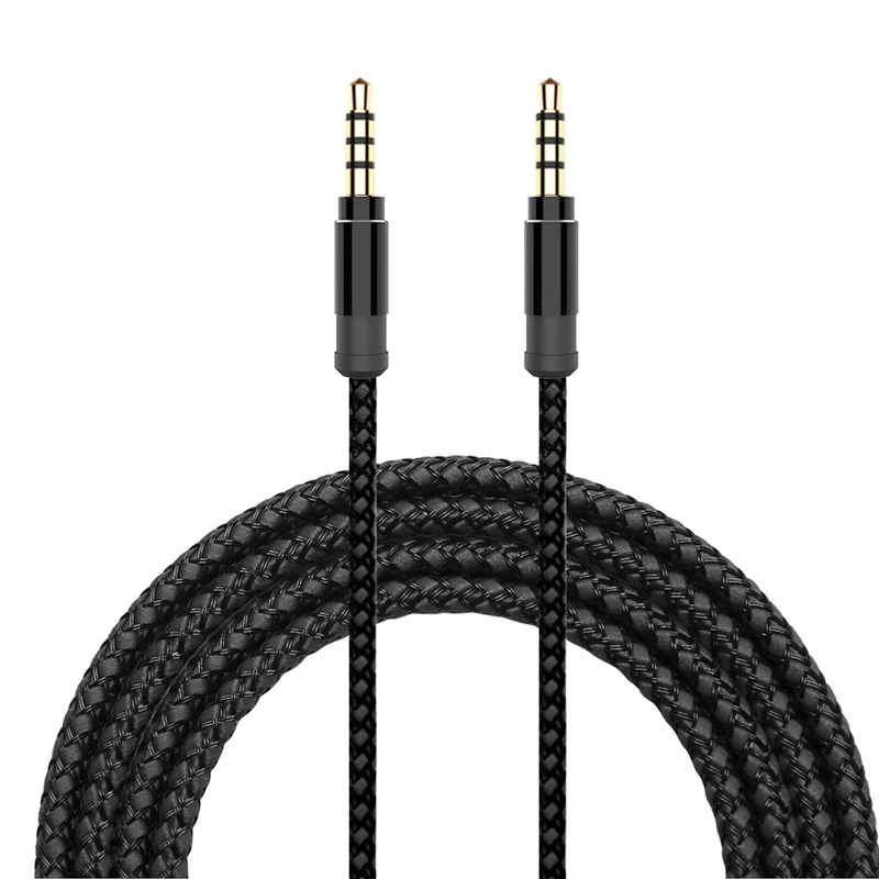 1.5 meter 4pole high-grade braided metal audio cable 3.5mm AUX audio cable