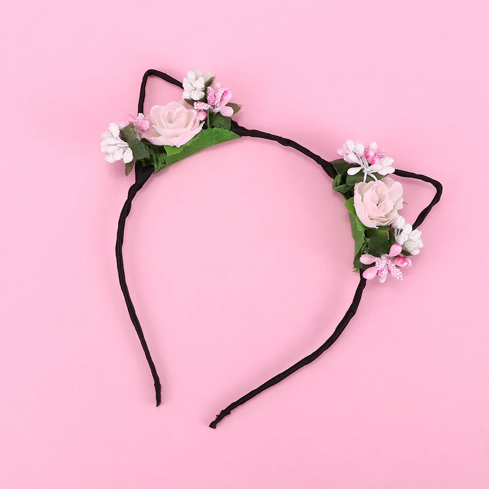 1pc Lovely Hair Hoop Headwear Fashion Children Girls Cute Rose Flower Cloth Headband Cat Ear Headband Hair Bands