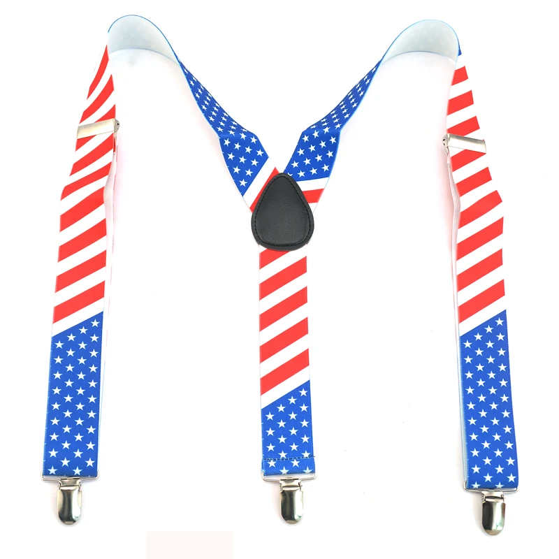 USA American Flag  Suspender Men Bow Tie Set 3.5cm Wide Braces Bow Tie Wedding Suspender Pants Holder Gallus Gift For Trousers