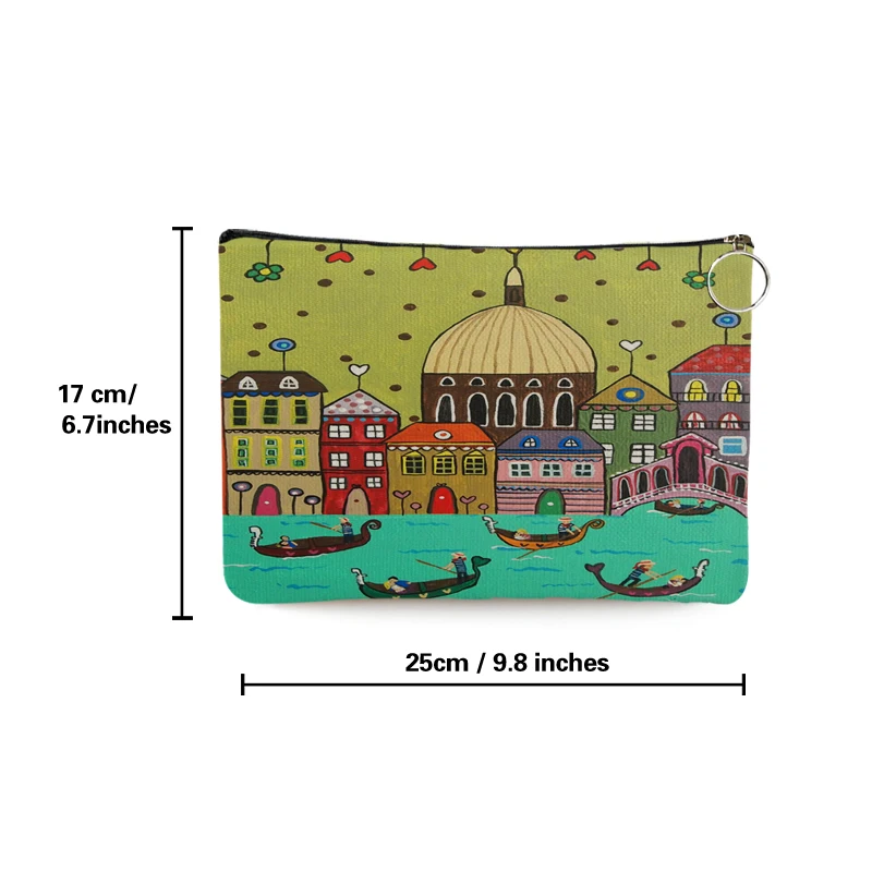 Beautiful Italy Spanish Scenery Print Canvas Makeup Bag Fashion 2021 New Cosmetic Bag Women Toiletry Bag Travel Cosmetics Pouch