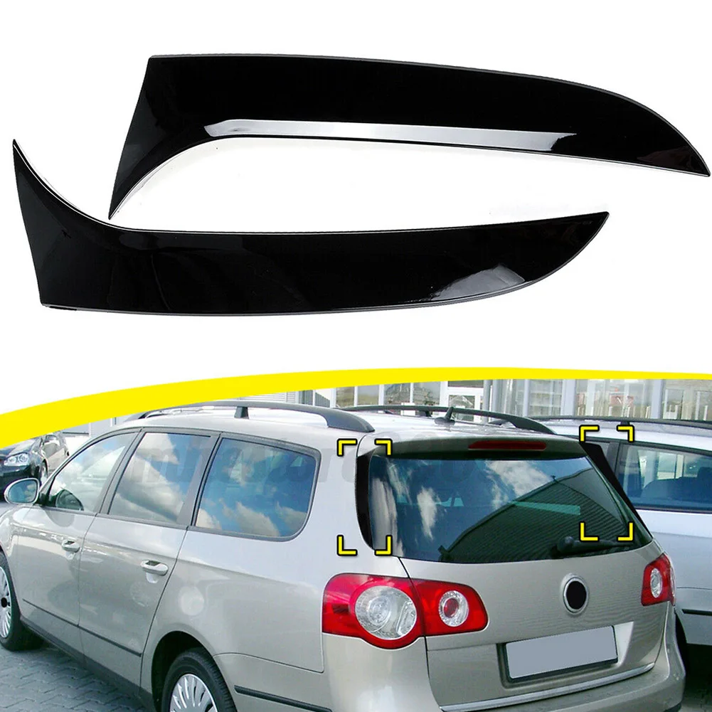 For VW Travel Version Passat B6 Wagon Glossy Black Car Rear Window Side Spoiler Canard Splitter Cover Trm Decoration ABS