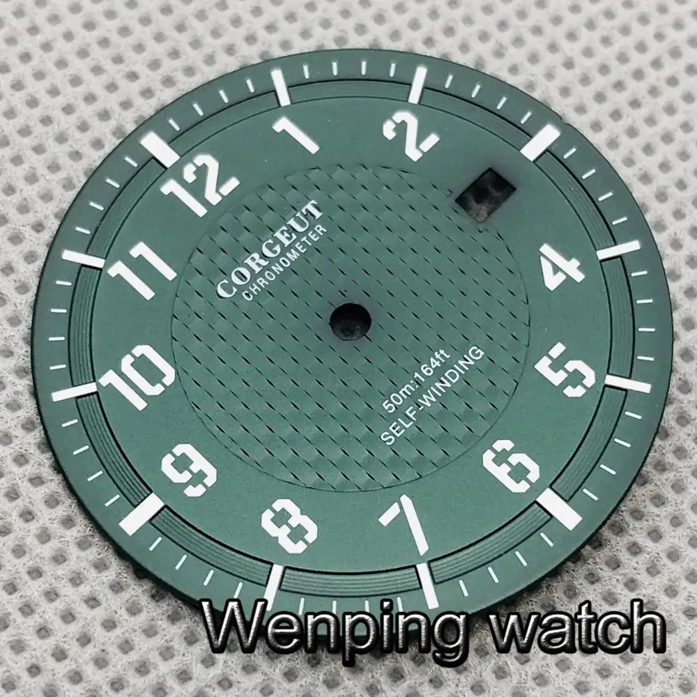 New 34mm Green/Coffee/Black White Sterile Watch Dial Green Luminous Fit NH35 NH36 Movement Watch Accessories Parts