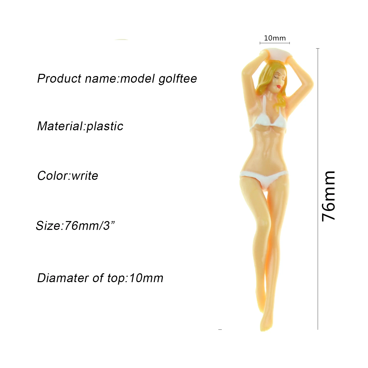CRESTGOlf Bikini Golf Tee Sexy Design Lady Golf Tees Gift 12pcs 75mm(2.95inch) Newest Design Plastic Golf Tees