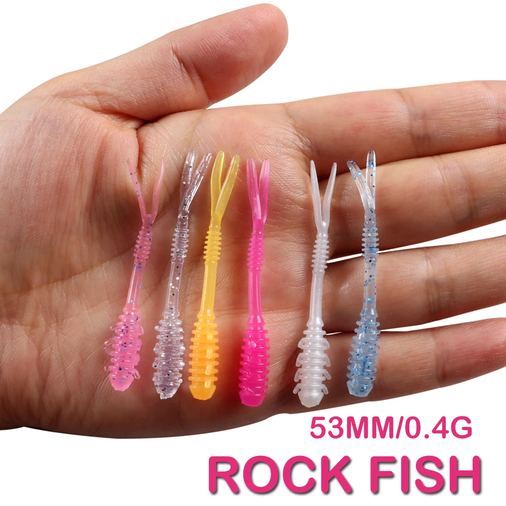 10pcs Fishing Soft Lure Wobbler Worm Isca Artificial AJING Swimbait Trout Lure TPR eco-friendly Material 53mm 0.4g Soft Worm