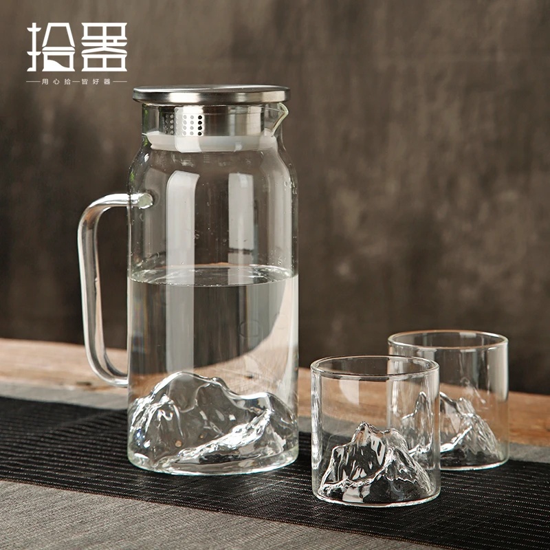 

Glass cold water bottle heat-resistant cold water bottle cup creative Japanese household large-capacity set