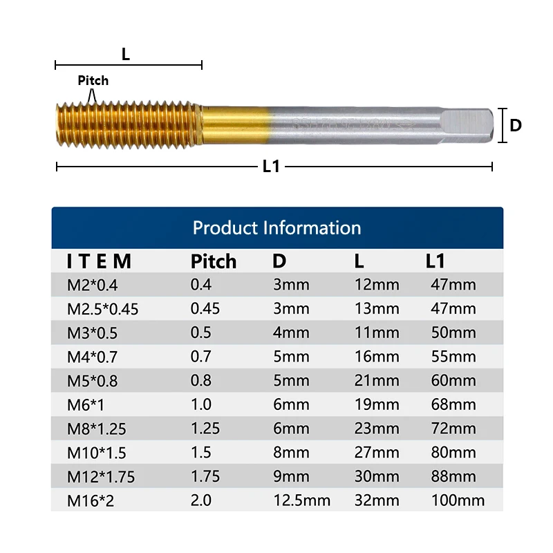 CMCP Extrusion Taps M2-M16 Fluteless Forming Machine Taps TiN Coating Metric Screw Thread Tap Drill Metal Threading Tools