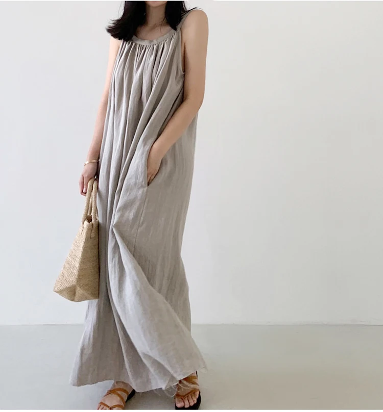 4Colors Summer Vintage Long Shirt Dress Female 2022 Beach Women Party Linen Dresses Women (yx2411