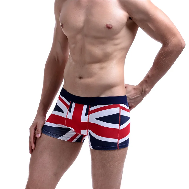 SEOBEAN Mens UK Flag Cotton Underwear Boxers Man Intimates Boxer British Style mens Pajama Shorts jockstrap lingerie homme