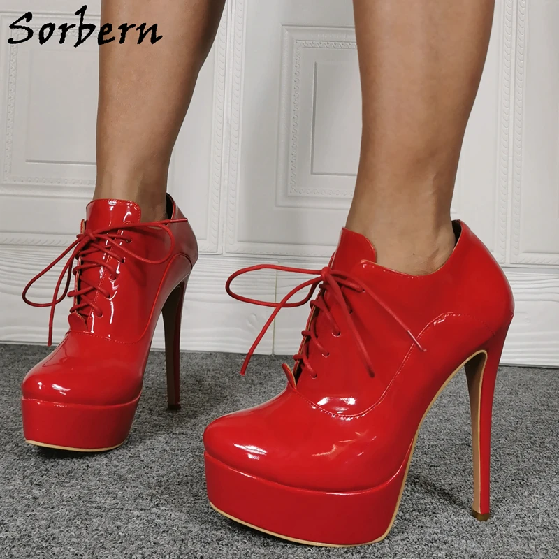 

Sorbern Patent Women Pump Shoes Platform High Heeled Shoes Lace Up Extreme Heels Big Size Shoes For Women 44 To 45 Custom Color