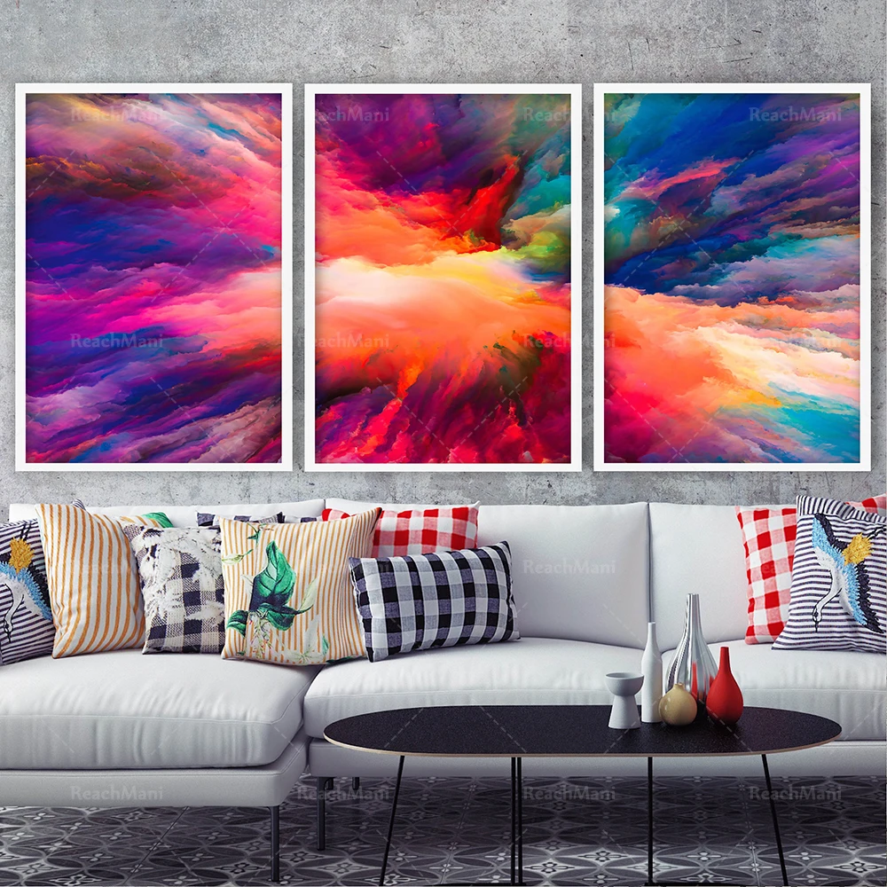 Prints ABSTRACT Bright Multi Colour Splash Texture Art Print Wall Poster Decor Gift
