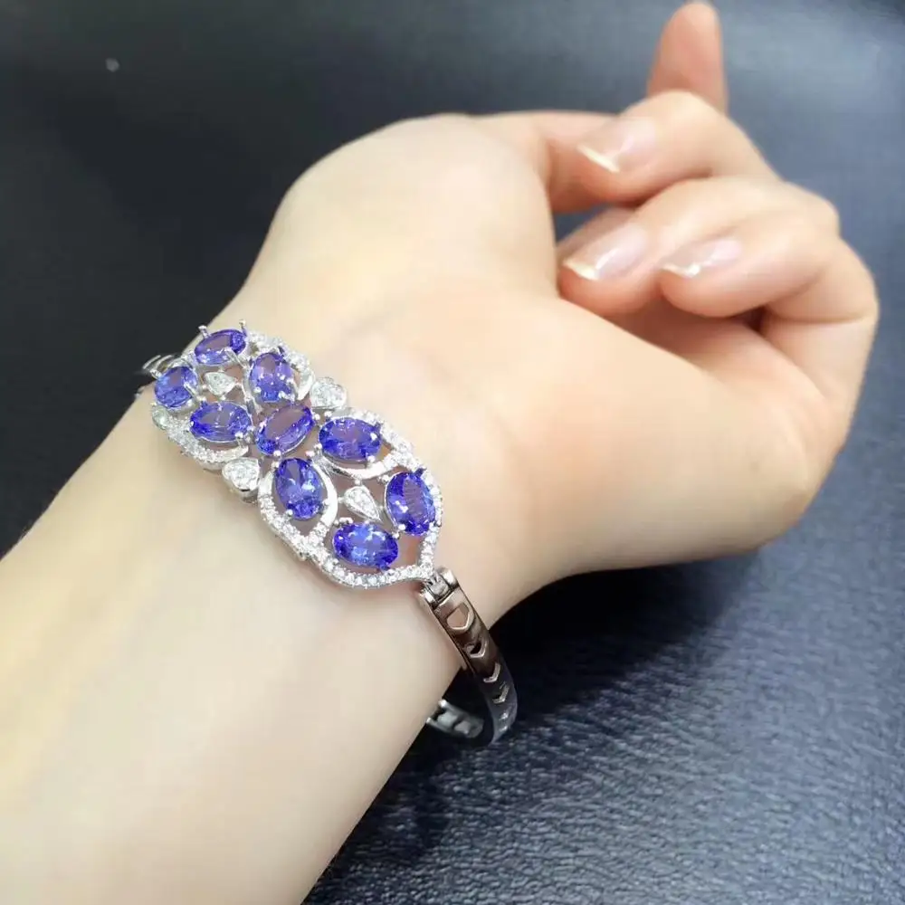 100% Real And Natural Tanzanite Bangle 925 sterling silver Fine jewelry Bangle