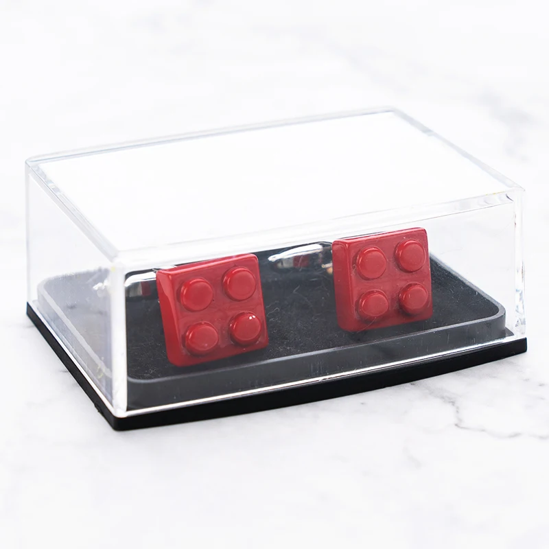 Fashion Toy Building Block Cufflinks Multi Color Bricks Design Cuff Button Red Yellow Blue Black Jewelry For Mens Shirt Party