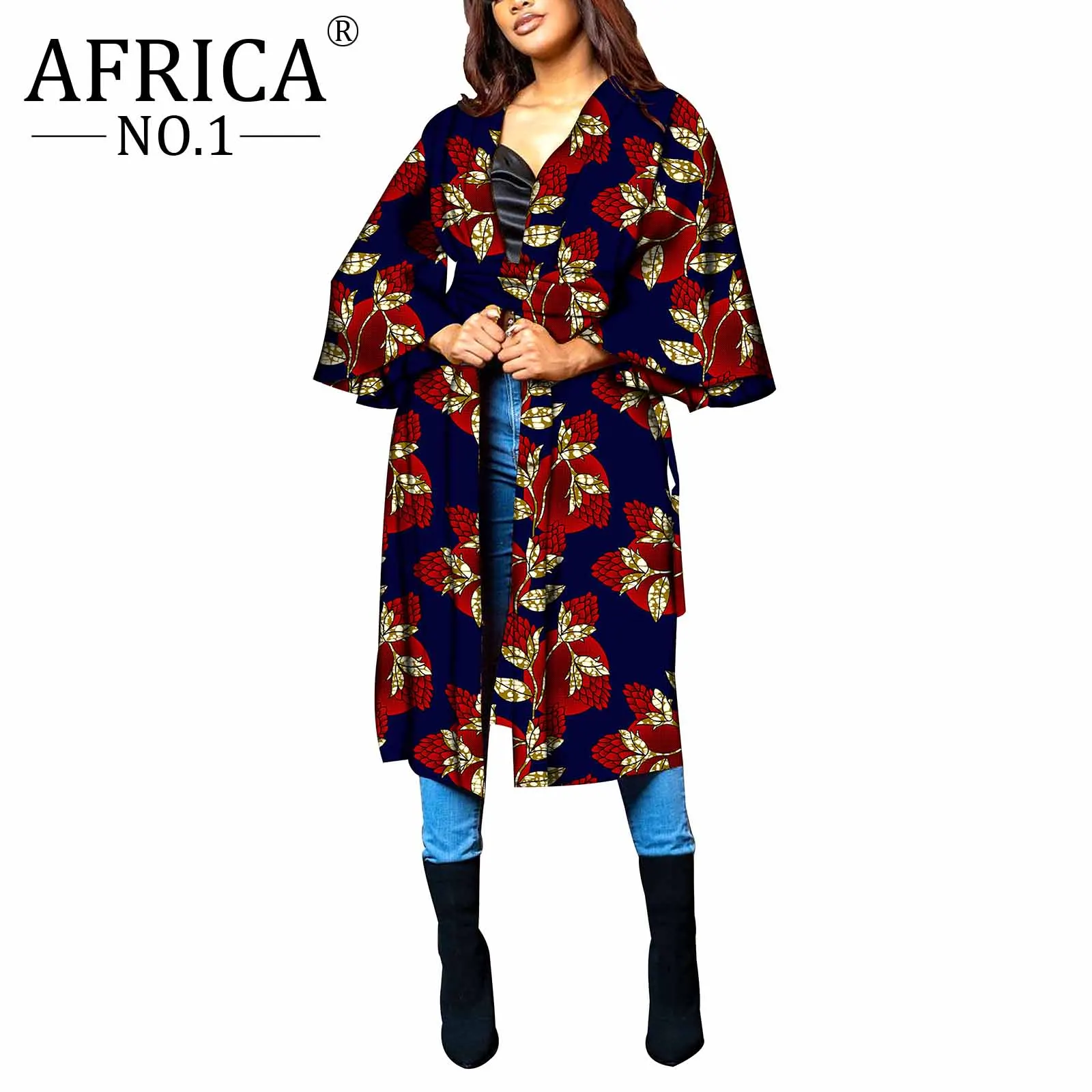 Abbigliamento africano per donna giacca a vento Dashiki in puro cotone floreale elegante giacca in cera colorata girare verso il basso colletto Design Casual