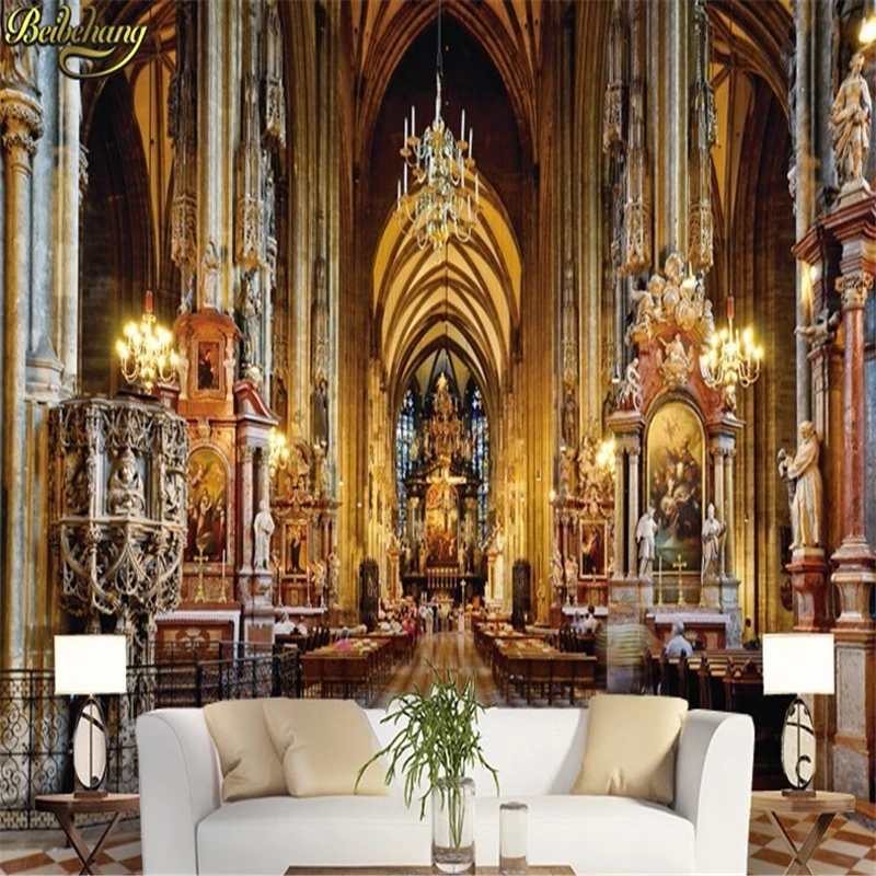 

beibehang church palace gorgeous papel de parede 3d living room restaurant bedroom TV background wall paper 3D mural wallpaper