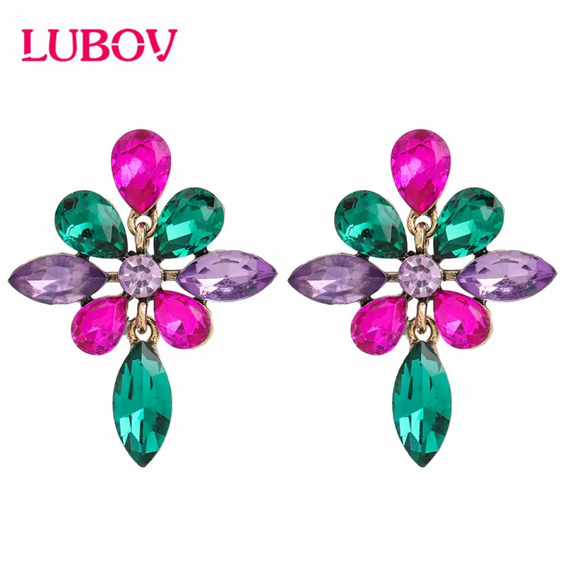 LUBOV Aretes De Mujer Modernos 2020 Fashion Simple Color Rhinestone Drop Earring Christmas Party Holiday Accessories