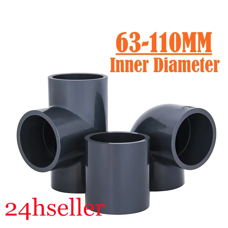 PVC Water Supply Pipe Fitting Tee Straight 90 Degree Elbow Equal Connector Inner Diameter 63-110mm UPVC Joint Irrigation Adapter