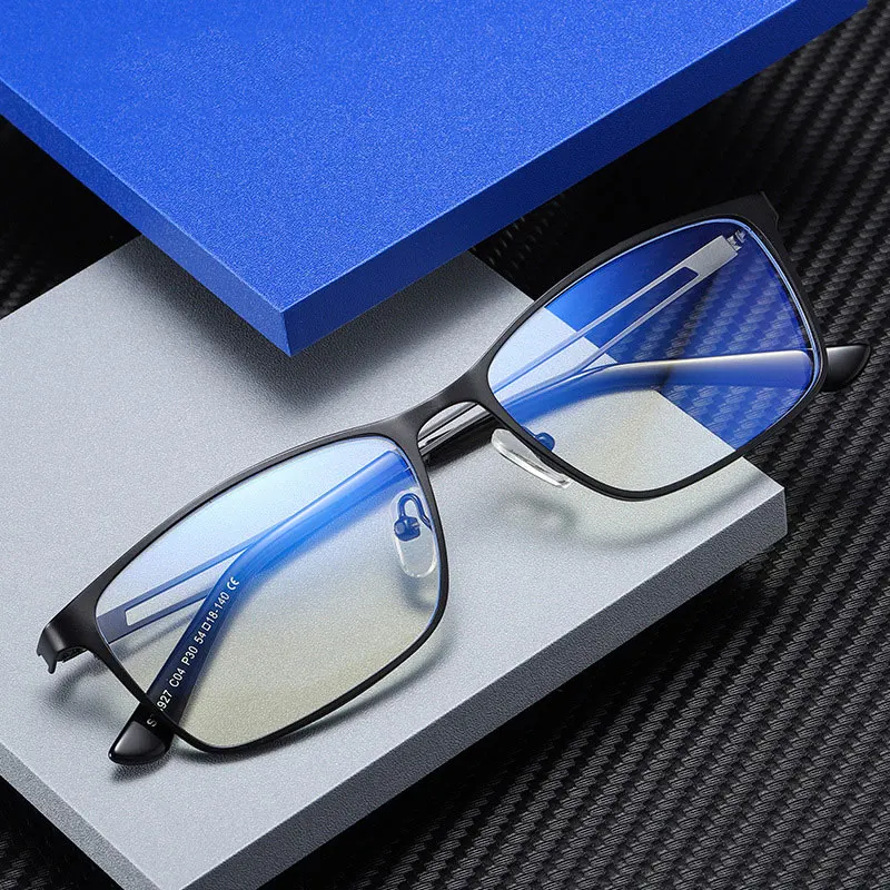 

Glasses For Man and Woman Full Rim Metal Frame Eyewears with Hollow Out Temple Legs Anti-Blue Light Optical Spectacles