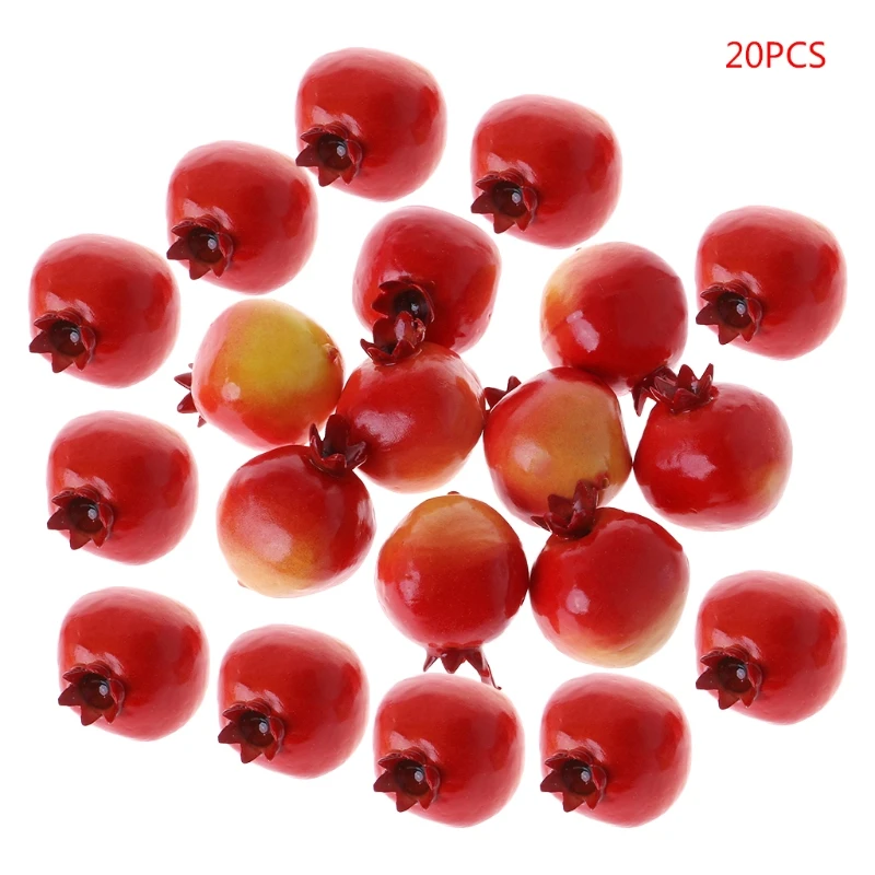 New 20pcs Lifelike Simulation Artificial Pomegranate Fake Fruit Home Party Decor